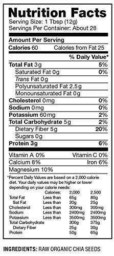 Nutiva Organic Premium Raw Ground Chia Seeds, 12 Oz, USDA Organic, Non-GMO, Whole 30 Approved, Vegan, Gluten-Free & Keto, Nutrient-Dense Seeds with 3g Protein & 5g Fiber for Salads, Yogurt & Smoothies