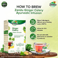 Zandu Ginger Celery Herbal Infusion, a Herbal Tea Enriched with Ayurvedic Ingredients (25 Tea Bags)
