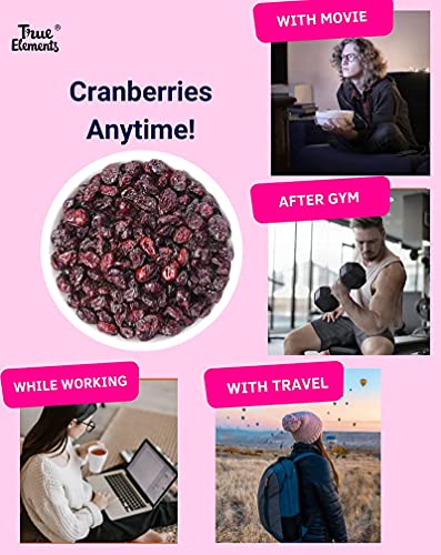 True Elements Whole Cranberries 125g - Cranberry Dry Fruit | Non-GMO, Gluten Free & Vegan Dried Berries