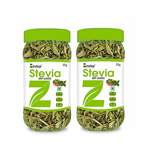 Zindagi Stevia Dry Leaves - Pure Stevia Leaves - Sugar-Free Dry Stevia Leaves 70 gm (Pack of 2)