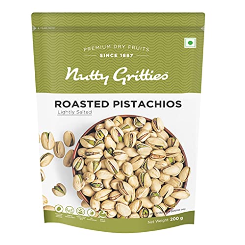 Nutty Gritties California Roasted Pistachios|Pista Lightly Salted, Dry Roasted, Non Fried, Zero Oil, Crunchy Healthy Snack -200g