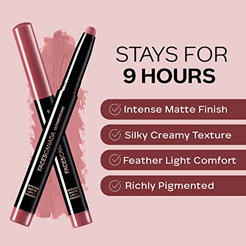 Faces Canada HD Intense Matte Lipstick, Feather light comfort, 10 hrs stay, Primer infused, Flawless HD finish, Red Lip Color, Magnetic , 1.4 gm