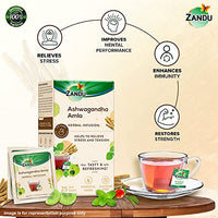 Zandu Ashwagandha Amla Ayurvedic Infusion, a Herbal Tea Enriched with 6 Ayurvedic Ingredients (25 Tea Bags)
