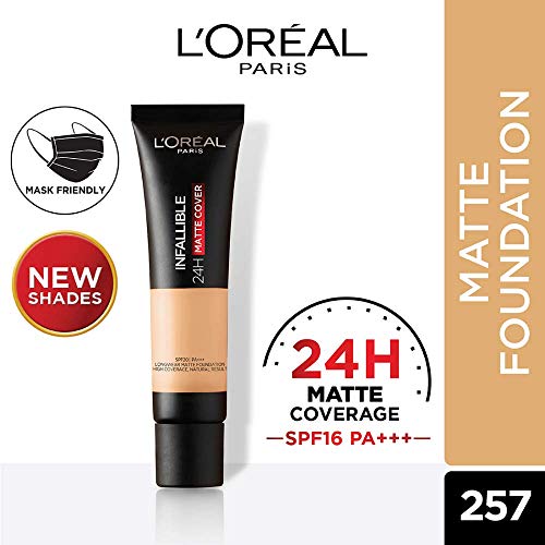 L'Oreal Paris Infallible 24H Matte Cover Liquid Foundation, 257 True Sun, 35 ml
