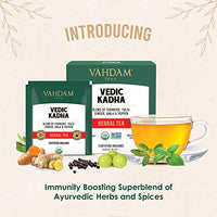 VAHDAM - Organic Ayurvedic Kadha Tea 15 TBS | Herbal Tea for Immunity | Grandma's  Kadha with Tulsi, Amla, Turmeric, Ginger, Black Pepper, Fennel, Cumin and Cloves - 15 Ayush Kadha TBS