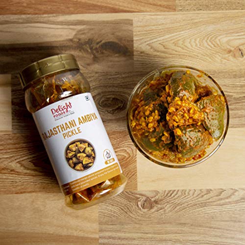 Delight Foods Rajasthani Marwari Pickles and Chutney | Achaar | Chatni | Rajasthani Ambiya (Aam | Mango Pickle) 300g | Pure Mustard Oil (Sarson Ka Tel)
