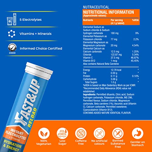 Fast&Up Reload Instant Energy and Hydration Sports Drink - 4 tubes with 20 tablets each - Berry Flavour