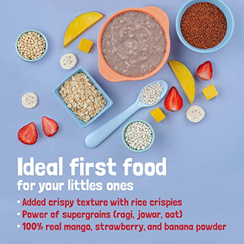 Slurrp Farm Multigrain Millets Cereal with Mixed Fruits and Rice Crispies, Instant Cereal for Growing Little Ones, No Refined Sugar or Salt, 300g