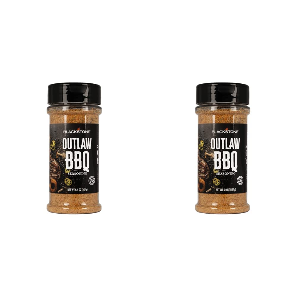 Blackstone 4160 Outlaw BBQ Powder for Beef, Poulty, Pork, Chicken, Fries, Steaks Tasty Spices with Sweetness and Citrus, All-Purpose Cooking Grilling Barbecue Seasoning, 5.9 Oz, (Pack of 2)