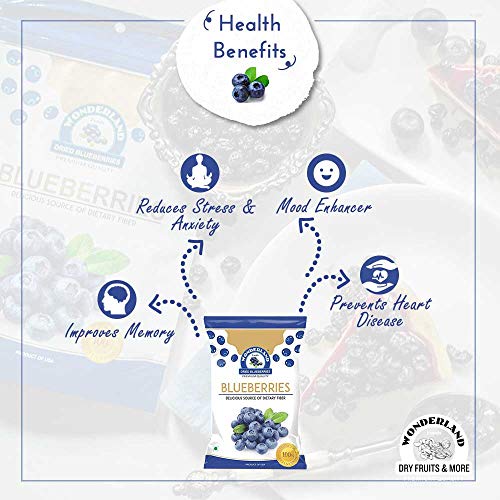 Wonderland Foods - Healthy & Tasty Californian Whole & Dried Blueberry 300g Pouch (100gX2)