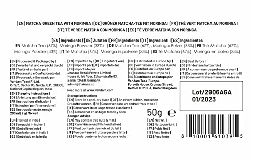 VAHDAM Moringa Matcha Green Tea Powder - POWERFUL SUPERFOODS BLEND (25 Servings) | 100% Certified Japanese Pure Matcha Green Tea for Weight Loss