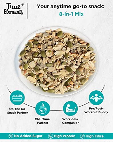 True Elements 8 in 1 Nuts and Seeds Mix 125gm - Mix of 76% Seeds & 23% Nuts | Seeds for Eating | Healthy Snacks | High in Protein