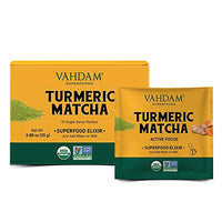 VAHDAM, Turmeric + Matcha Superfood Elixir Mix - 10 Servings | USDA Organic Turmeric Matcha Powder | Aids in Improving Focus & Immunity | Non-GMO, Vegan, Keto-Friendly & Preservative-Free