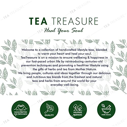 Tea Treasure Sweet Dreams Tea - 10 Pyramid Tea Bags - Blend of Chamomile Flowers, Lavender, Lemongrass & Brahmi leaf |Tea for Good Sleep | Detox Tea | Stress Relief | Calming & Relaxing Tea