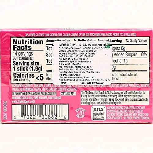 Trident Bubble Gum, 14 Sticks, 20 g (Pack of 1)
