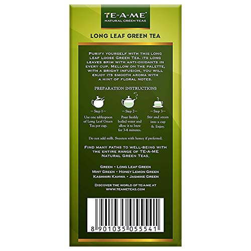 TE-A-ME Purify Long Leaf Green Tea - 200 gms | 100% Natural Ingredients | Zero Calories - Improves Metabolism & Reduces Waist