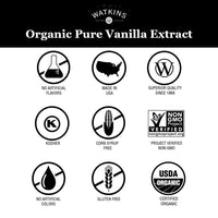 Watkins Organic Pure Vanilla Extract, with Madagascar Vanilla Beans, Non-GMO, Kosher, 2 oz. Bottle, 1-Pack
