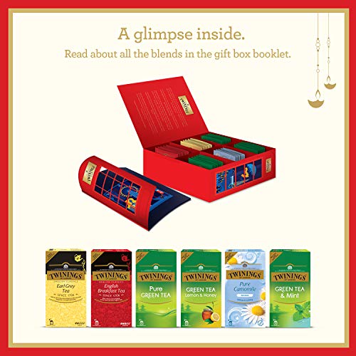 Twinings Tea Festive Gift Pack, 30 Sachets, London, 6 Blends, Earl Grey, English Breakfast, Pure Green Tea, Green Tea Lemon & Honey, Green Tea & Mint and Pure Camomile