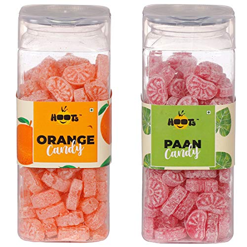 Hoots Candy Combo Pack of Orange Candy & Paan Candy Combined Weight 360gms II Flavoured Sugar Candy II Assorted Sweet Candy Pack for Kids II Sweet & Chatpata Candy II