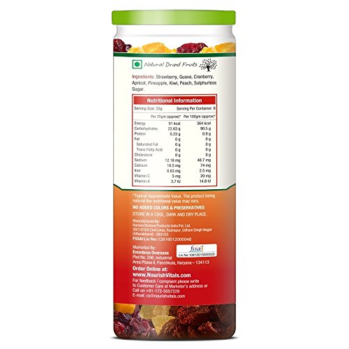 NourishVitals Mixed Dried Fruits (Dehydrated Fruit), 200 g, (Model: NUVITAL25)