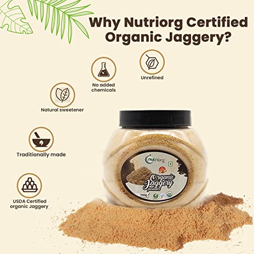 Nutriorg Certified Organic Jaggery Powder 3500g ( Pack of 5*700) | Organically Grown | No Preservatives Added