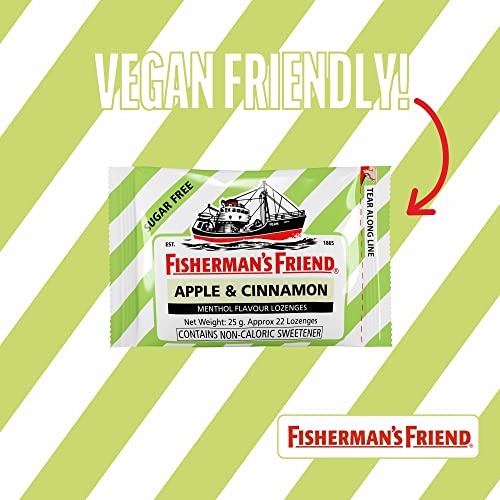 Fisherman's  Friend Sugar Free Mouth Freshener - Apple & Cinnamon - Fresh and Fruity Lozenges 25g