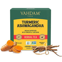 VAHDAM Organic Turmeric + Ashwagandha Herbal Tea | 15 Tea Bags of Immunity Tea | Certified USDA Organic | Pure Detox Tea