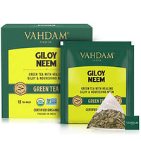 VAHDAM, Organic Giloy Neem Detox Green Tea Bags (15 TBs) | 100% Whole Leaf Green Tea for Weight Loss & Immunity | Detox Tea with HIGH ANTIOXIDANTS