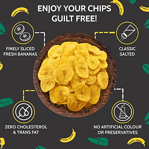 5:15PM Yellow Banana Chips Snacks - Fresh Crispy Banana Wafers Chips | Classic Salted Flavour – 400g Packet