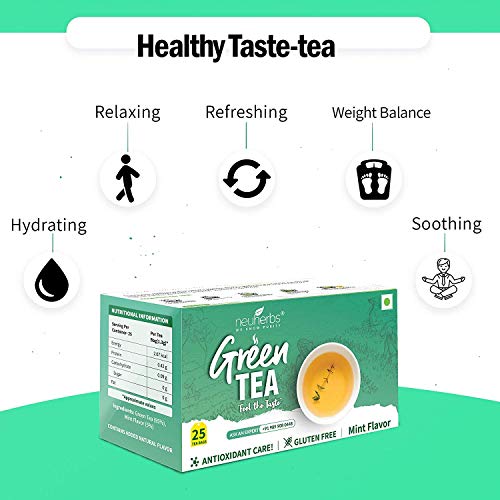 Neuherbs Green Tea Mint Flavor for Weight Loss Management, Body Detox & Immunity booster-25 Tea Bags