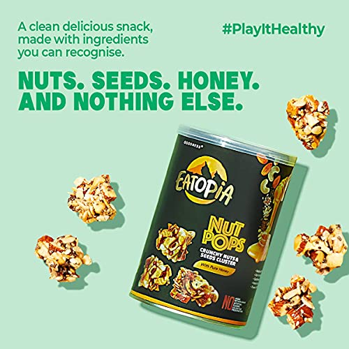 Eatopia Nut Pops Crunchy Nuts & Seeds Cluster - Pure Honey 100% Natural & Healthy Snacks - 100gms