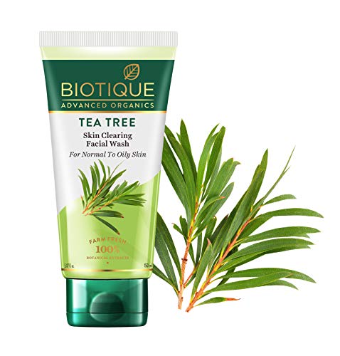 Biotique Tea Tree Skin Clearing Normal to Oily Skin Face Wash, 150 ml | Treats Acne, Pimples, Clear Skin | Paraben & SLS Free