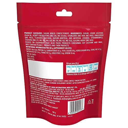 Skittles Original Chewy Fruit Candy Pack (Lemon, Apple, Grape, Strawberry and Orange), 196 g