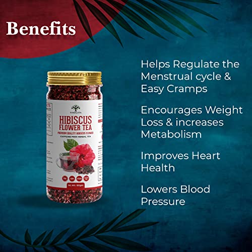 Vanalaya Hibiscus Tea For Glowing Skin, Weight loss Made with 100% Natural Hibiscus Petals (Pack Of 2x50g)