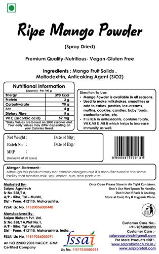 Saipro's  Eatery Harvest Ripe Mango Powder,200 gm for Juice| Cake| Milkshake, No Artificial Colour, No preservatives