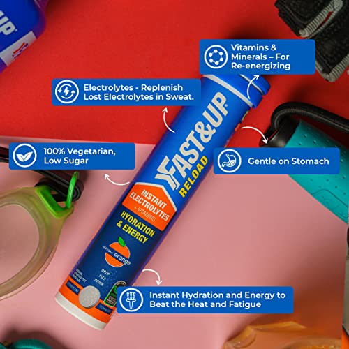 FAST&UP Reload electrolyte energy and hydration - sports drink - 20 effervescent tablets - Mango flavour,Blue