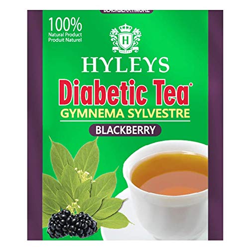 Hyleys Natural Wellness Gymnema Silvestre Green Tea With Blackberry Flavor - 25 Tea Bags (100% Natural, Sugar Free, Gluten Free and Non-GMO) (Packaging May Vary)