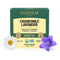 VAHDAM Chamomile Green Tea with Pure Lavender Flowers 15 TBS | USDA Certified Organic Chamomile Tea for Stress Relief and Good Sleep