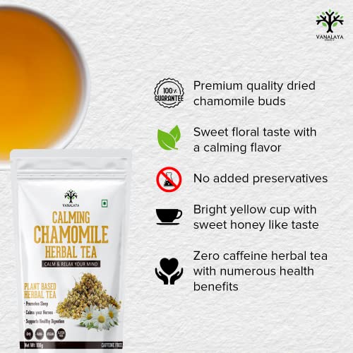 Vanalaya Calming Chamomile Herbal Tea From dried Chamomile Flowers (100gm)