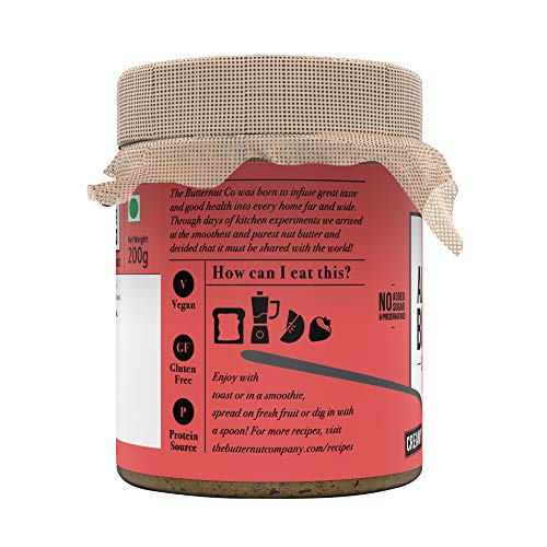 The Butternut Co. Almond Butter Unsweetened, Creamy 200 gm (No Added Sugar, Vegan, High Protein, Keto)