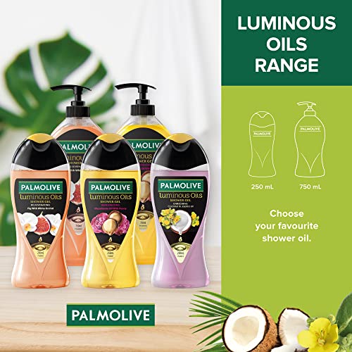 Palmolive Luminous Oil Enriching Body Wash for Women, Gel Based Shower Gel with Coconut & Jojoba Oil - pH Balanced, No Parabens, No Silicones, 250 ml Bottle