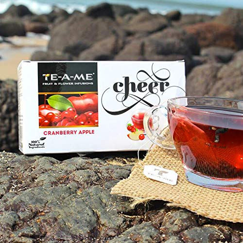 TE-A-ME Cranberry Apple Infusion Tea, 25 Tea Bags | 100% Caffeine Free | Flavored Infusion Tea