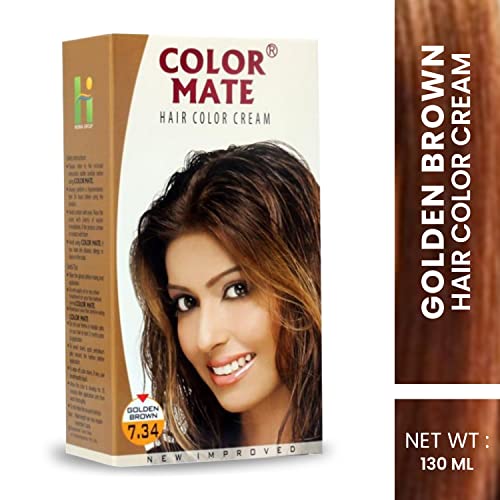 Color Mate Hair Color Cream, Golden Brown, 130ml (Pack of 2)