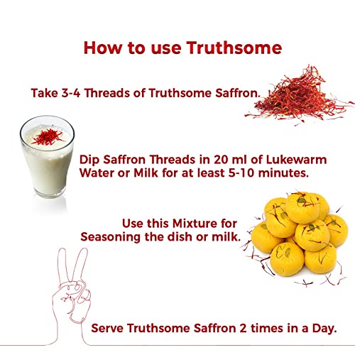 Truthsome Premium Saffron 100% Pure Natural Grade A+ with The Power of Antioxidants, No Chemicals, No GMO, 100 % Vegetarian, 100% Gluten Free, Spice, 1 g