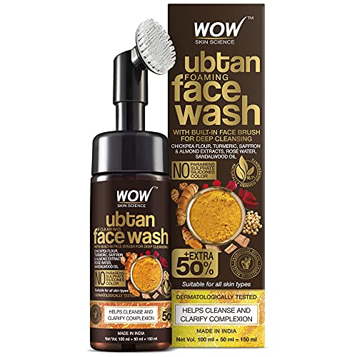 WOW Skin Science Foaming Ubtan Face Wash With Built-In Face Brush - 100 ML