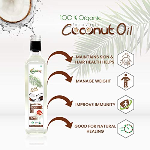 Nutriorg Cold Pressed Extra Virgin Coconut Oil 250ml | with Rich Tropical | Coconut Aroma