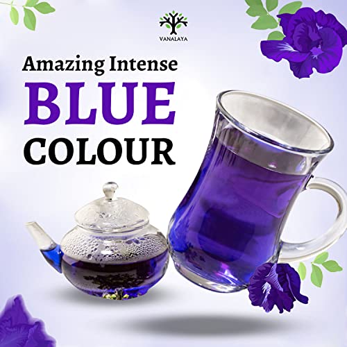 Vanalaya Organic Butterfly Pea Tea From Sun Dried Butterfly Pea Flowers For Stress Relief 25gm