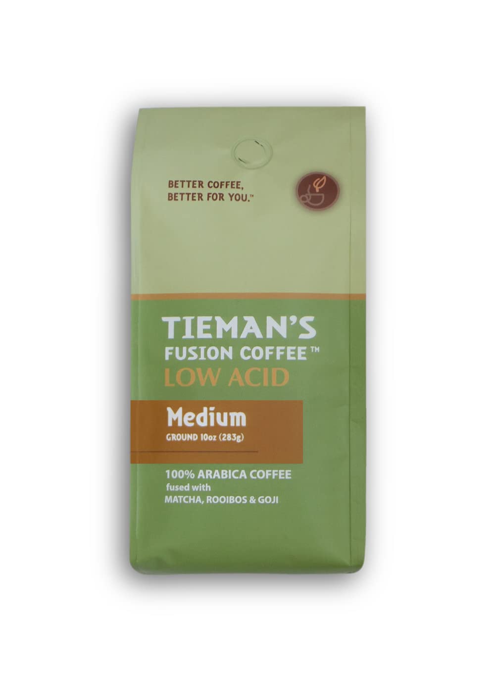 Tieman's  Fusion Coffee, Low Acid Medium Roast, Ground, 10-Ounce Bag