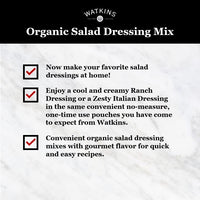 Watkins Organic Ranch Salad Dressing Mix, 0.85 oz. Packets, 12-Pack