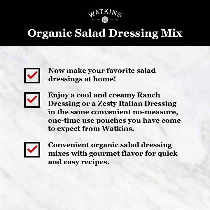 Watkins Organic Italian Salad Dressing Mix, 0.85 oz. Packets, 12-Pack